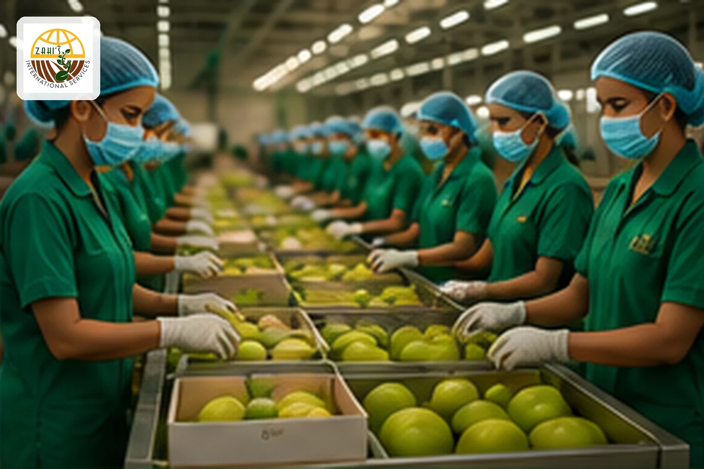 Fresh produce being packed hygienically for export